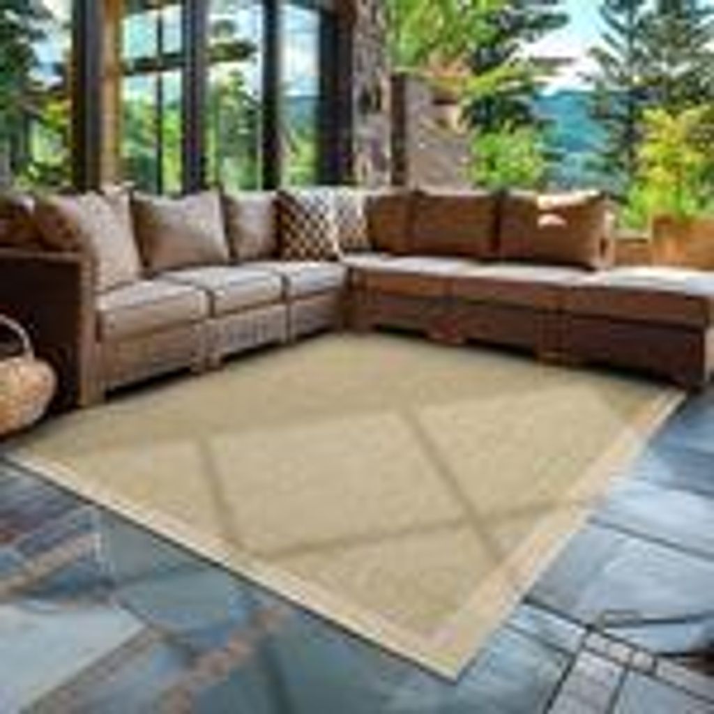 Outdoor Teppich Wetterfest, Pflegeleicht Stilvolles Modern Design, ideal für Terrasse, Balkon, Garten, Küche, Größe: 240 x 340 cm, Farbe: Grün