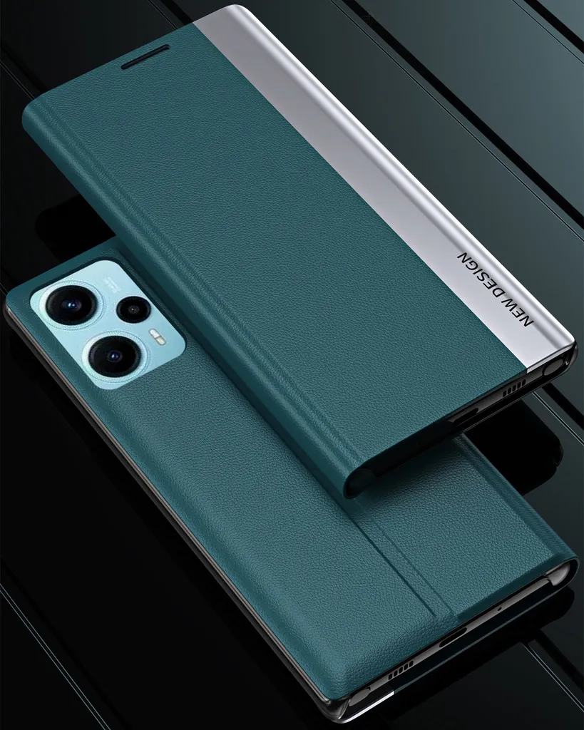 Cover Premium In Pelle PU Per POCO F5 Pro - Custodia Protettiva Con Motivo Diagonale (Zaffiro) - 2