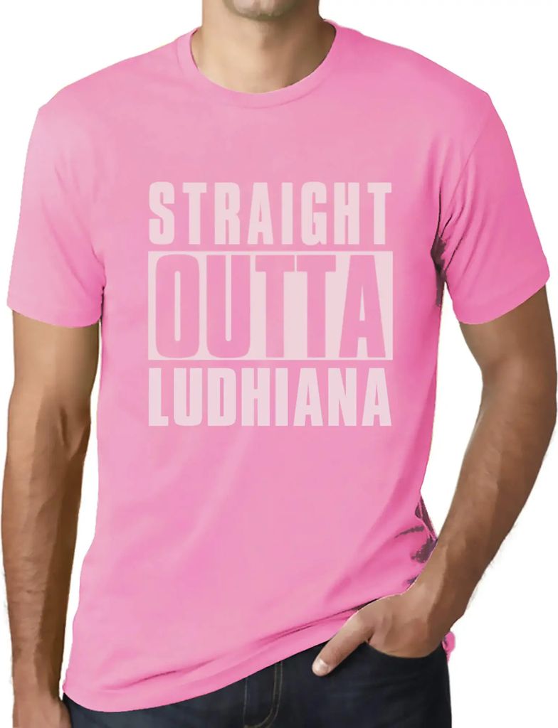 Herren Grafik T-Shirt Straight Outta Ludhiana Öko-Verantwortlich Vintage Jahrgang Kurzarm Lustige Druck Geburtstag Geschenk Mann