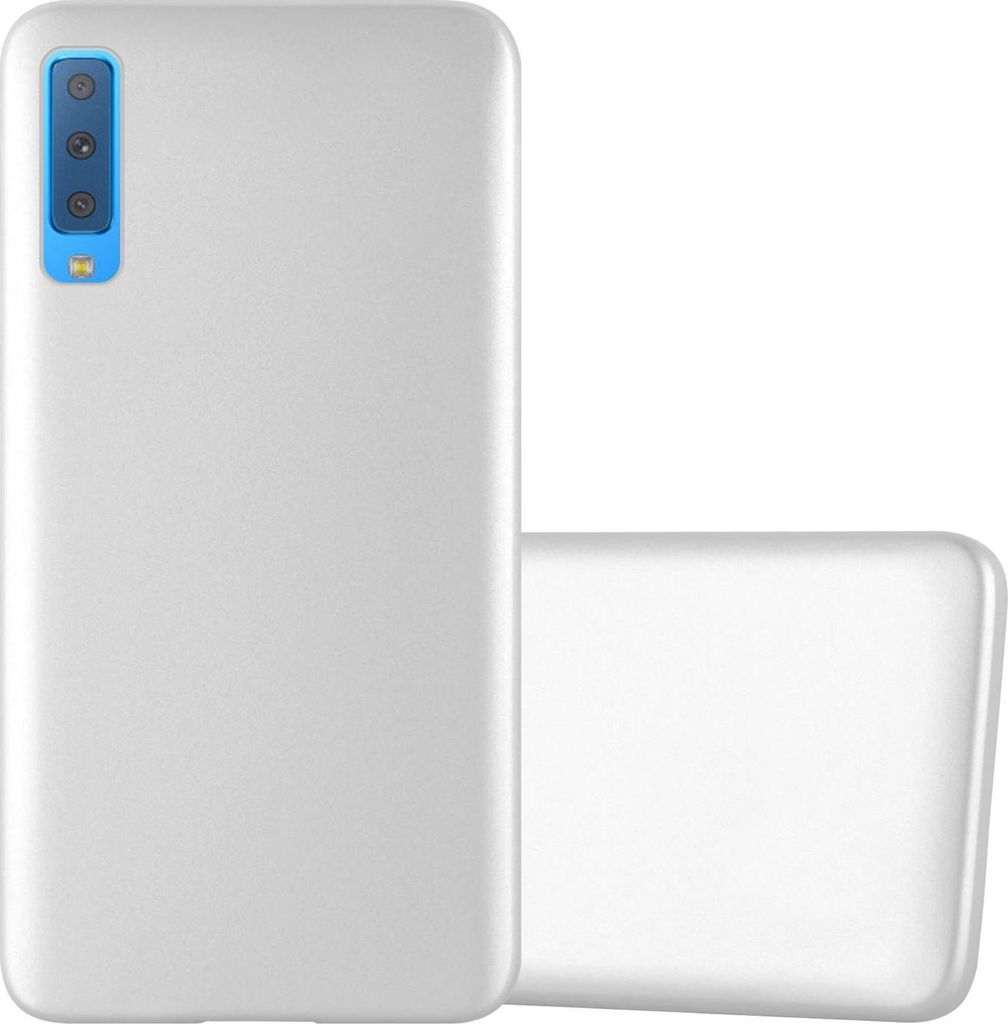 Cadorabo Schutzhülle für Samsung Galaxy A7 2018 Hülle in Silber Handyhülle TPU Silikon Etui Cover Case
