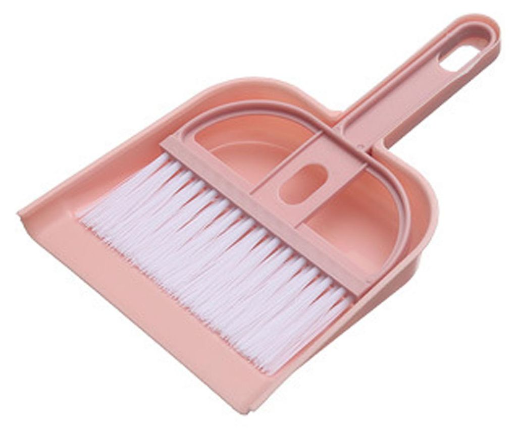 Kunststoff Mini Desktop Sweep Reinigungsbürste Kleiner Besen Kehrschaufel Set Nordic Pink
