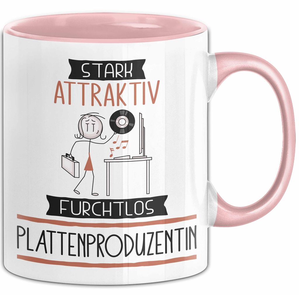 Plattenproduzentin Tasse Geschenk Becher Stark Attraktiv Furchtlos Plattenproduzentin Lustige Geschenkidee (Rosa)