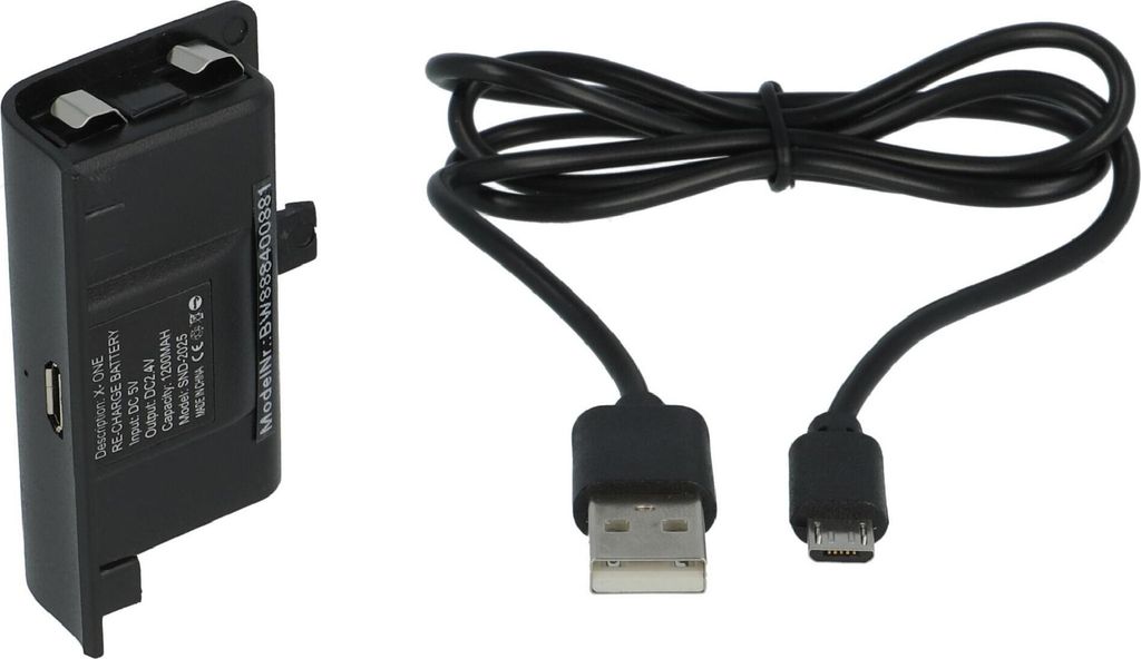 vhbw Akku kompatibel mit Microsoft Xbox One Elite Wireless Controller (1200 mAh, 2,4 V, NiMH) Schwarz - Inkl. Abdeckung + USB-Ladekabel