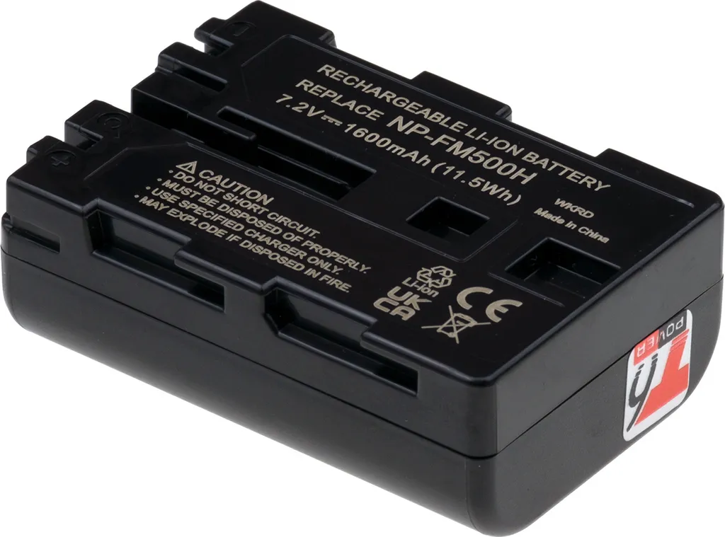 Batteria T6 Power per SONY SLT-A77V, Li-Ion, 7,2 V, 1600 mAh (11,5 Wh), nero