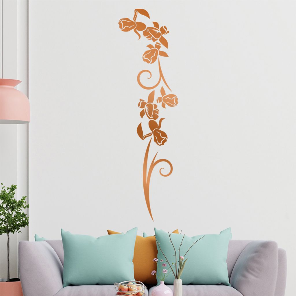 Blumen - Linien Wandtattoo in 6 Größen - Wandaufkleber Wall Sticker - Dekoration, Küche, Wohnzimmer, Schlafzimmer, Badezimmer