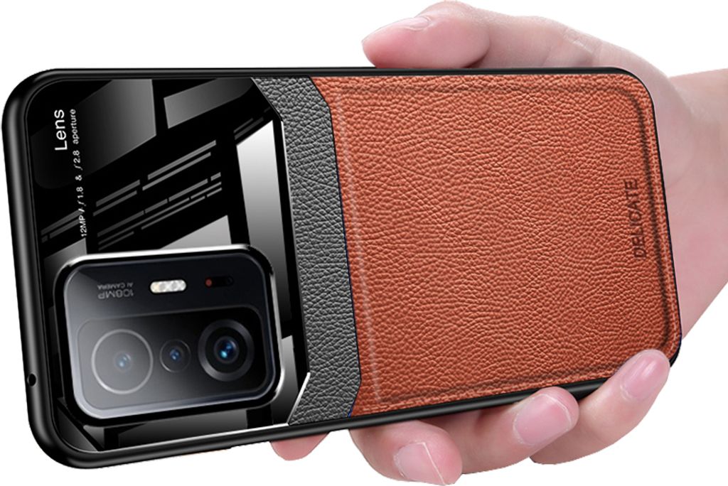 Xiaomi 11T Hülle, TPU Stossfest Anti-rutsch Leder Glas Len Produktbild 