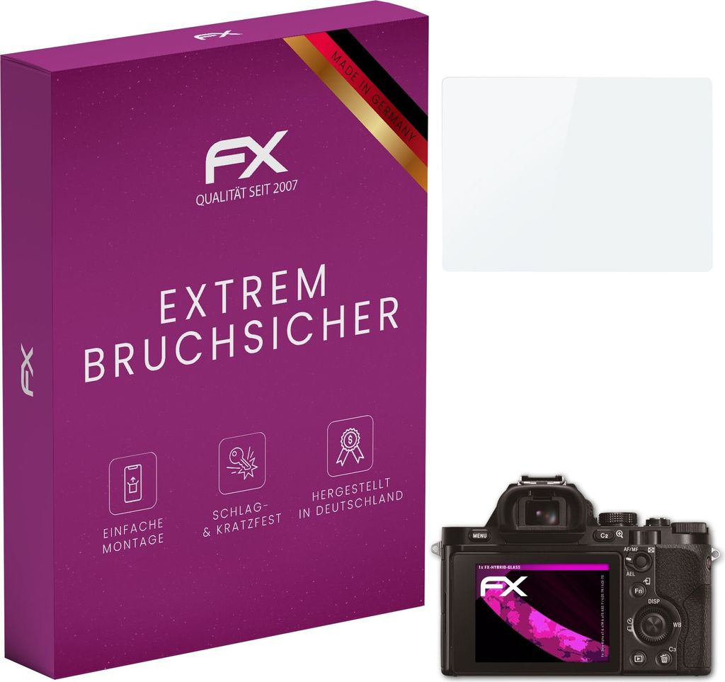 atFoliX FX-Hybrid-Glass Displayfolie kompatibel mit Sony Alpha a7 & a7R & a7S (ILCE-7 / ILCE-7R / ILCE-7S) Glasfolie