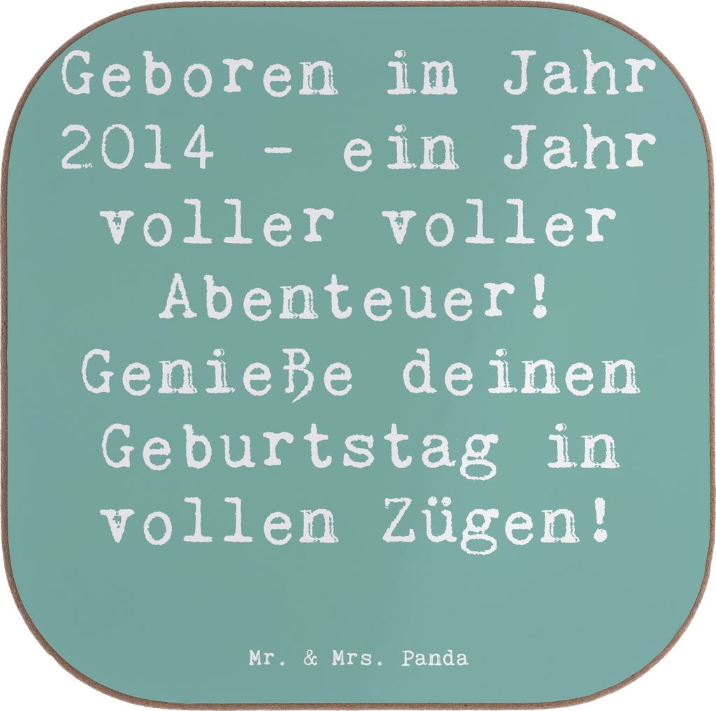 Mr. & Mrs. Panda Untersetzer für Gläser Spruch 2014 Geburtstag Abenteuer - Meeresbrise - Geschenk, Geburtsjahr erinnern, Tasse, Glückwunsch, Des...