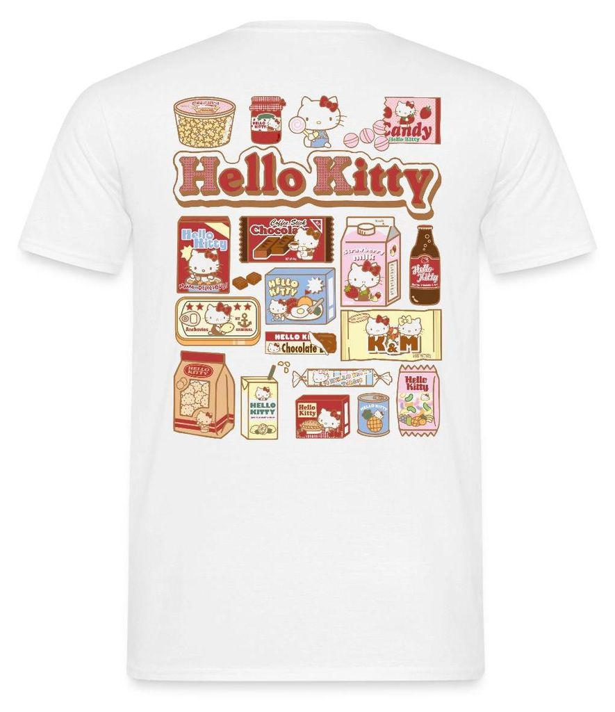 Spreadshirt Hello Kitty Snack Collage Männer T-Shirt, 4XL, Weiß