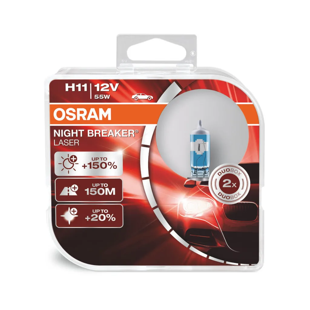 Ampoules Phares H11 Osram Night Breaker Laser +150% Next Gen x2