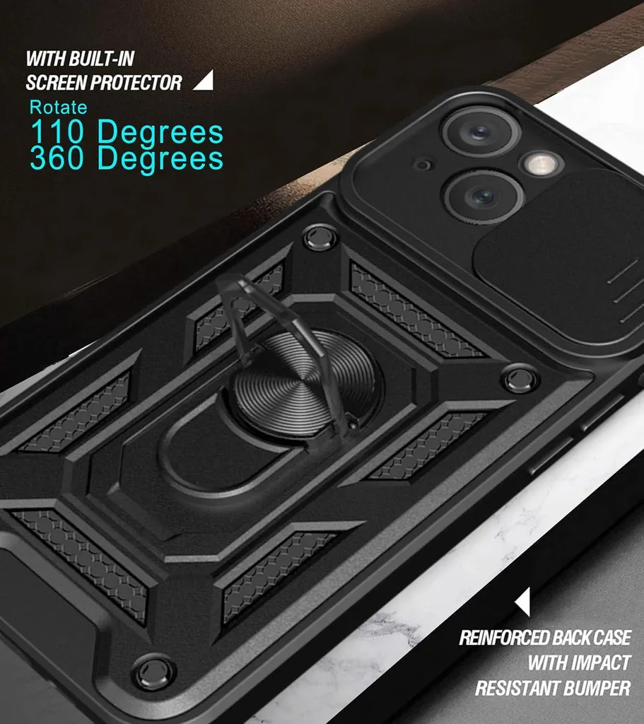 Coque iPhone 14 Plus Noire Renforcée avec Support A2886 - Protection Robuste