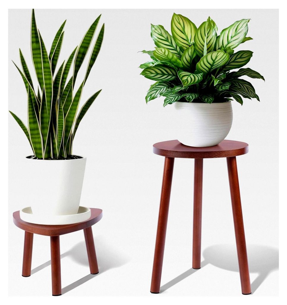 Blumenständer aus Holz im 2er-Set, Pflanzenständer für den Innenbereich, Blumenhocker, Pflanzentische, vielseitiger Nachttisch und Beistelltisch...