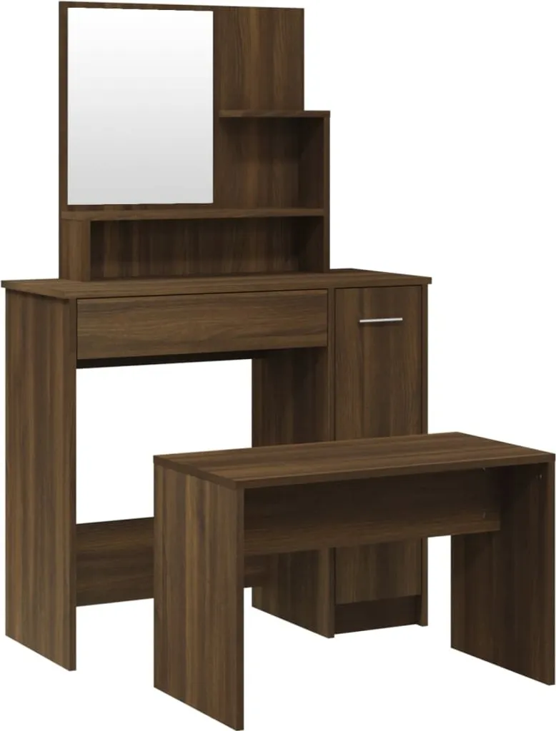 Mobile Toeletta Moderno Rovere Marrone 86,5 cm | Vanity Desk con Ripiani