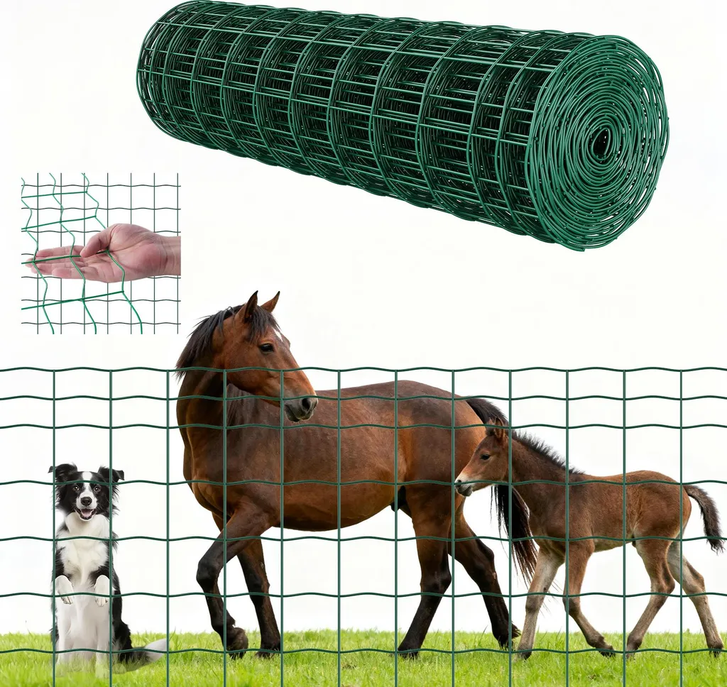 Clôture en Fil d'Acier Galvanisé avec Revêtement Vinyle Vert 1x20m