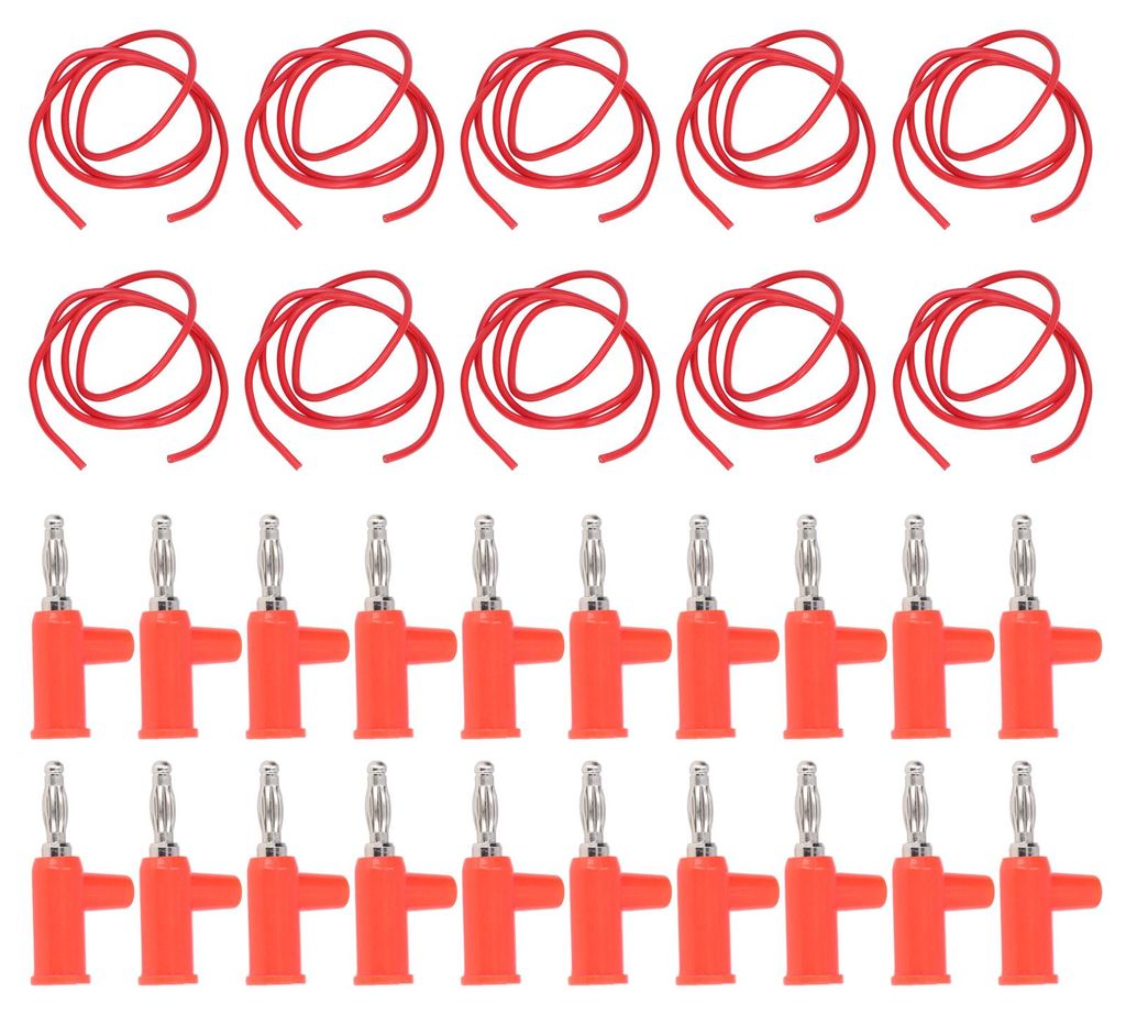 10-teiliges Bananenstecker-Prüfleitungsset (4 mm Bananenstecker, 1 mm2 Prüfleitungen) für elektrische Prüfungen, Rot