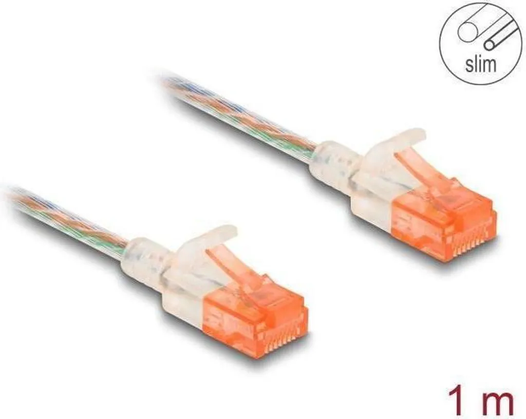 Câble réseau 1m RJ45 Cat.6A transparent pour setup gaming et bureaux