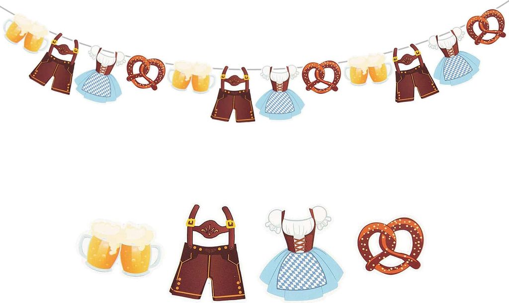 Oblique Unique Girlande Banner 2,5m Oktober Fest Feier Party Deko Dirndl Brezel Bier Lederhose