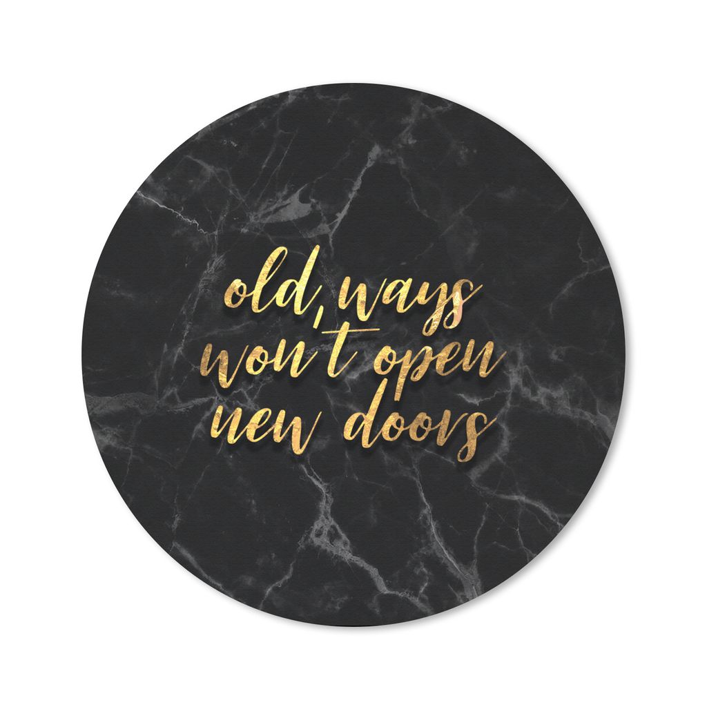 MuchoWow Mauspad Mousepad Zitat - Tür - Gold - Marmor 20x20 cm - Mousepads - Maus Mat - Pad - Mausunterlage - Schreibtischmatte