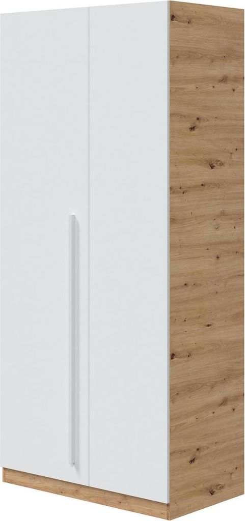 Garderobe Daabec, Schlafzimmer Kleiderschrank mit 2 Flügeltüren, Schrank mit 3 Einlegeböden und Kleiderstange, 90x52h200 cm, Geknotete Eiche und...