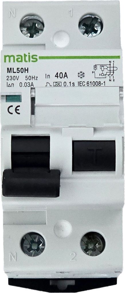 Matis FI-Schutzschalter ML50H2P 40A 30mA 6kA