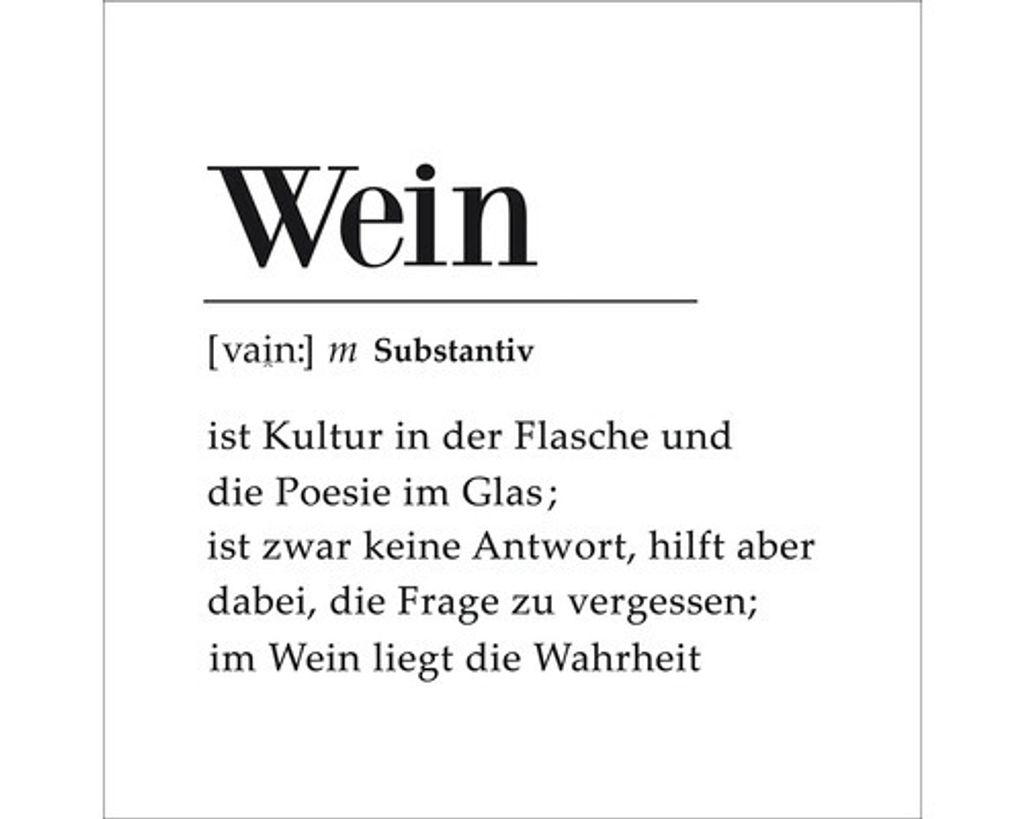 Glasbild Wein Definition 50x50 cm