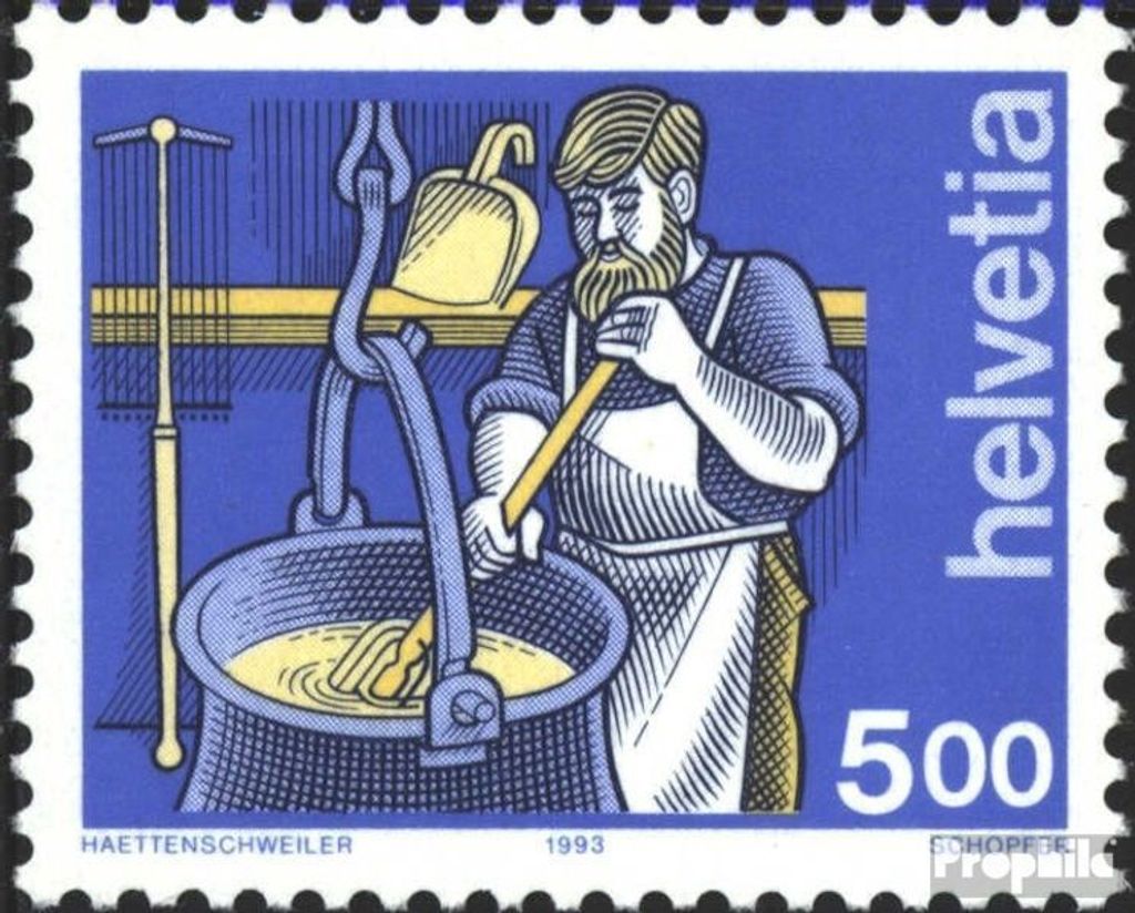 Briefmarken Schweiz 2001 Mi 1510x (kompl.Ausg.) mit normalem Leuchtfaserpapier gestempelt Berufe - Käser