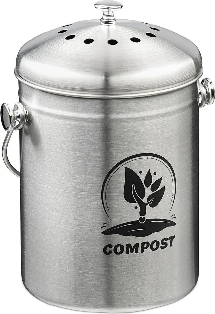 Bac à compost 5 L pour tri des biodéchets en appartement, inox avec filtre
