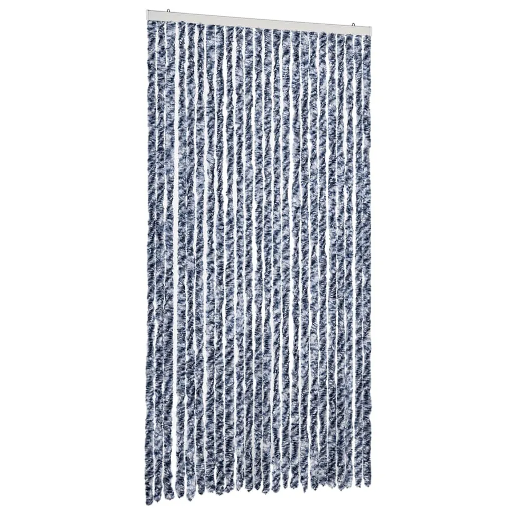 Rideau de porte anti-insectes 100x200 cm bleu et blanc pour l'été