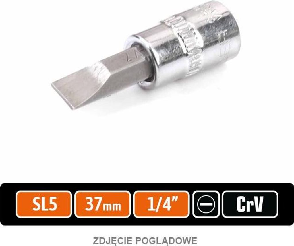 Steckschlüssel 1/4" mit Bit SL 37 mm/SL5 / TEGER