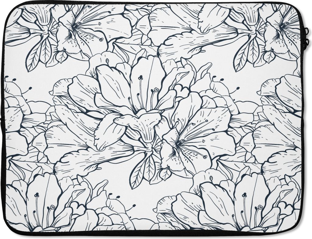 MuchoWow Laptop Hülle 17 Zoll Laptoptasche Blumen - Muster - Linie - Zipper - Schutzabdeckung