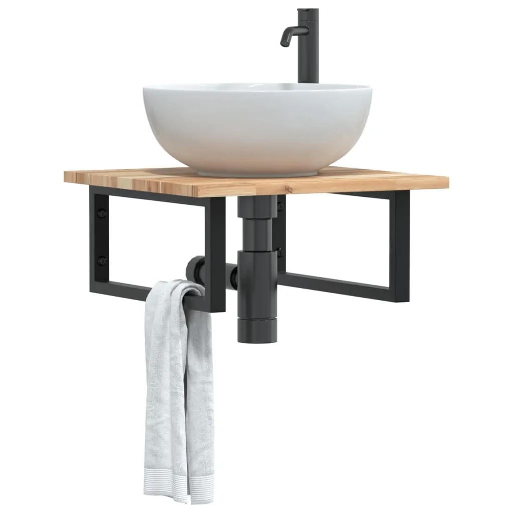 Maison Exclusive - Ripiano a Parete per Lavabo in Acciaio e Massello di Acacia