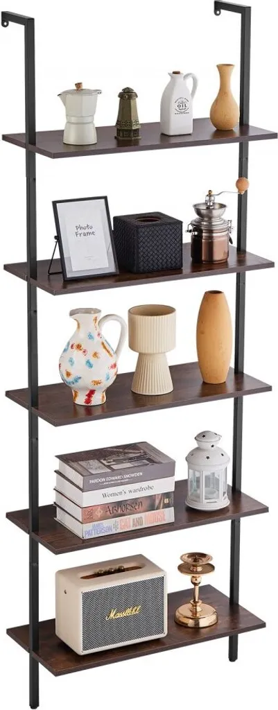 Scaffale Galleggiante Industriale 5 Livelli 64x30cm Nero | Design Robusto