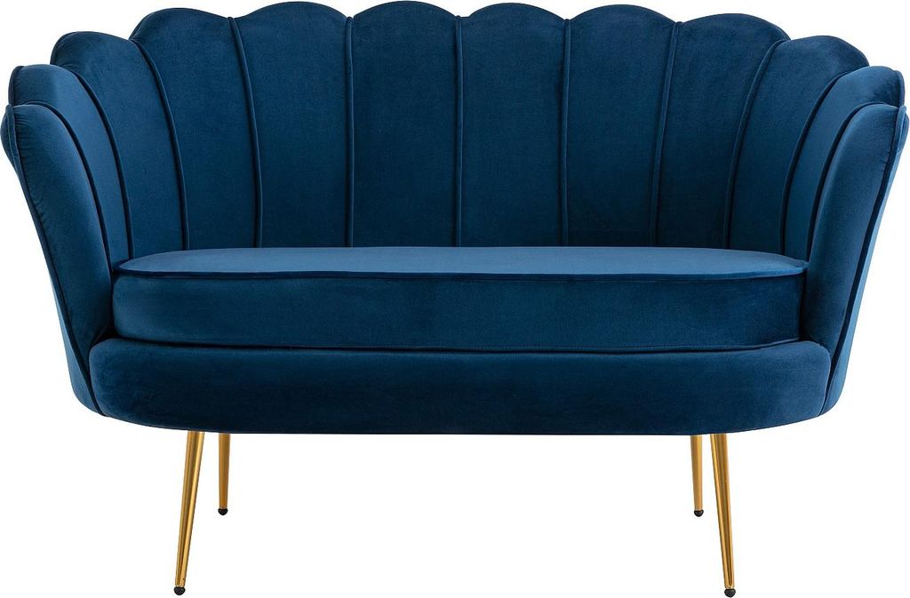 Muschelförmiges 2-Sitzer-Sofa aus dunkelblauem Velours Produktbild 