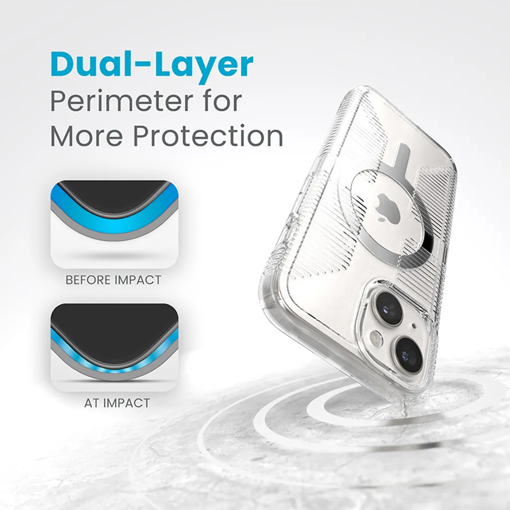 Protection iPhone 15 Speck Gemshell Grip avec MagSafe et Finition Chrome - 6