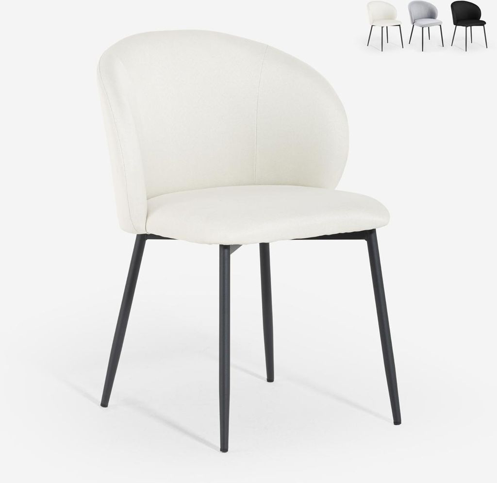 Moderner Esszimmer- und Küchenstuhl aus Designstoff Kadim - Weiß