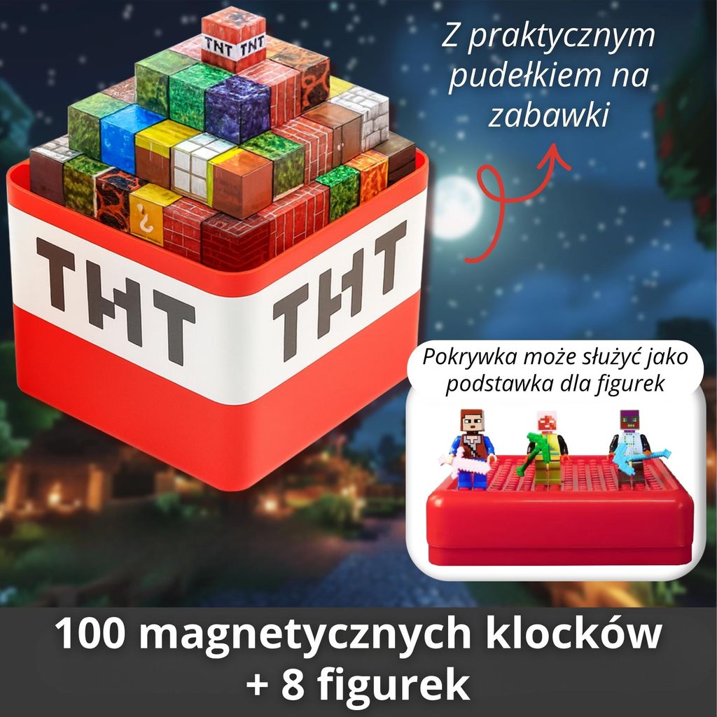 Magnetyczne klocki konstrukcyjne 100 elementów z 8 Zdjęcie produktu 