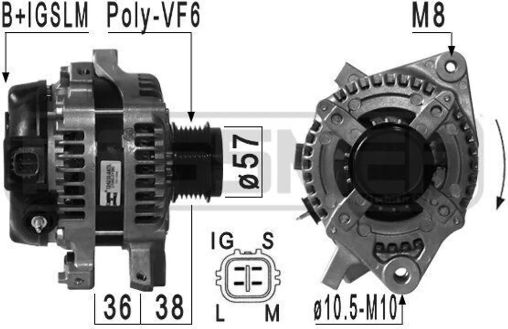 Alternateur de voiture pour Toyota Yaris et Urban Cruiser - ERA 210978A