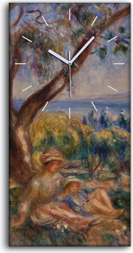 Wohnzimmer-Bild Leinwand Uhr 30x60 Malerei Wald Bäume Landschaft Kunst - weiße Hände
