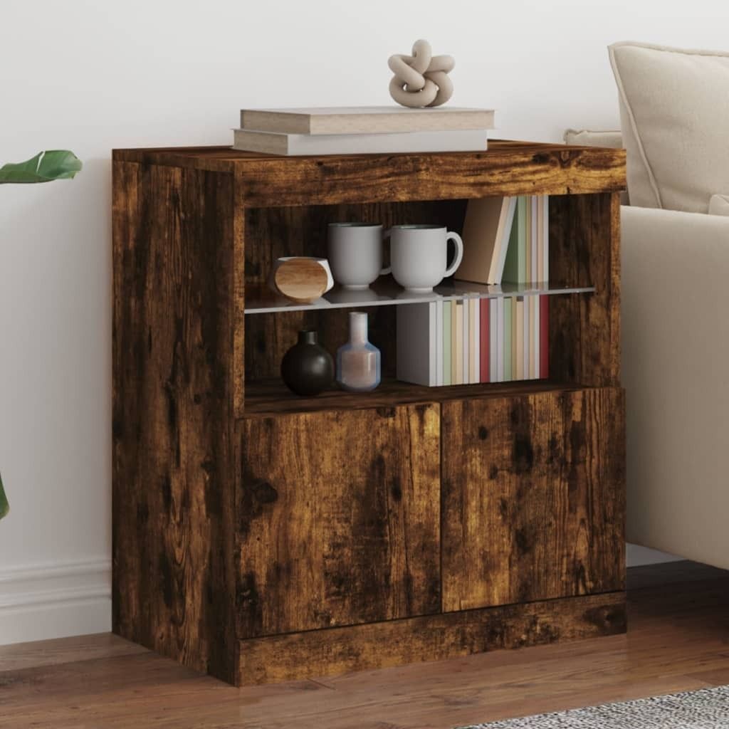 Maison Exclusive - Sideboard mit LED-Leuchten Räuchereiche 60x37x67 cm