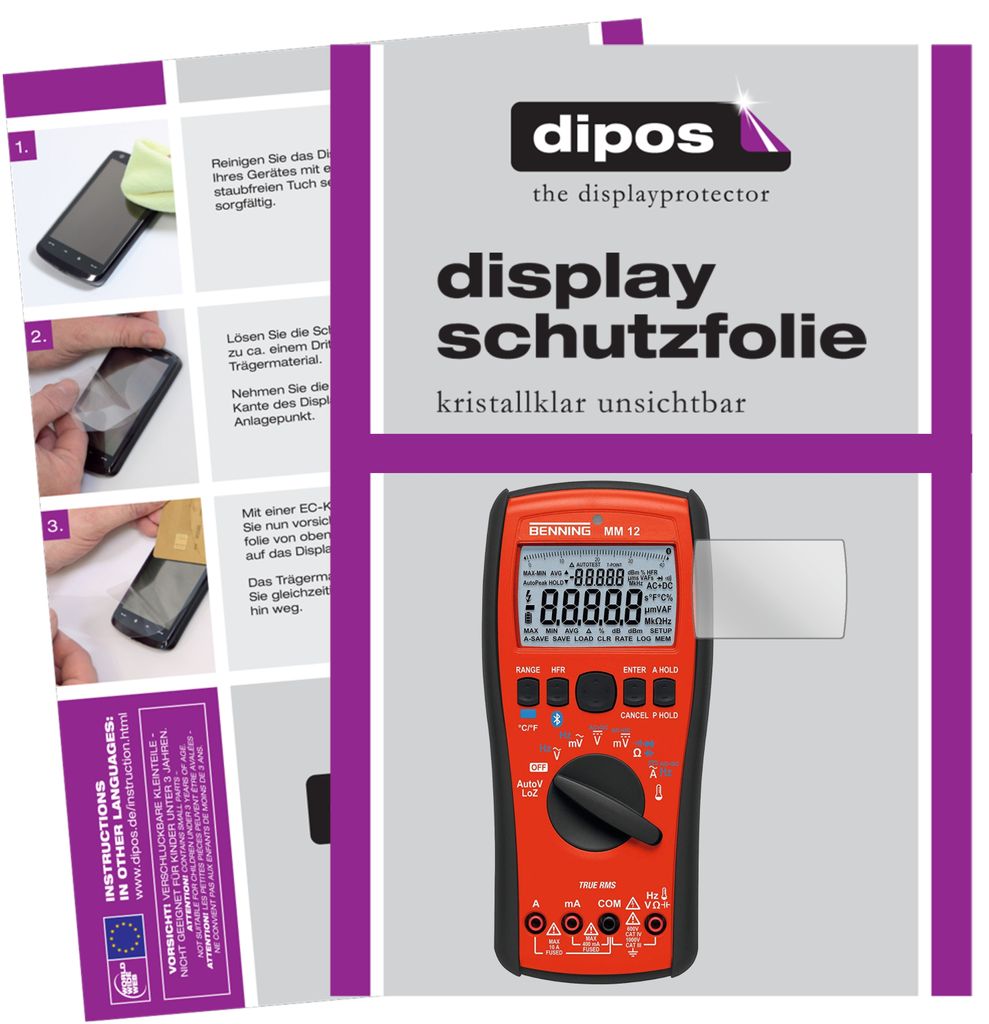 6x Schutzfolie für Benning MM 12 Messgerät klar Displayschutzfolie Folie Display Schutz dipos