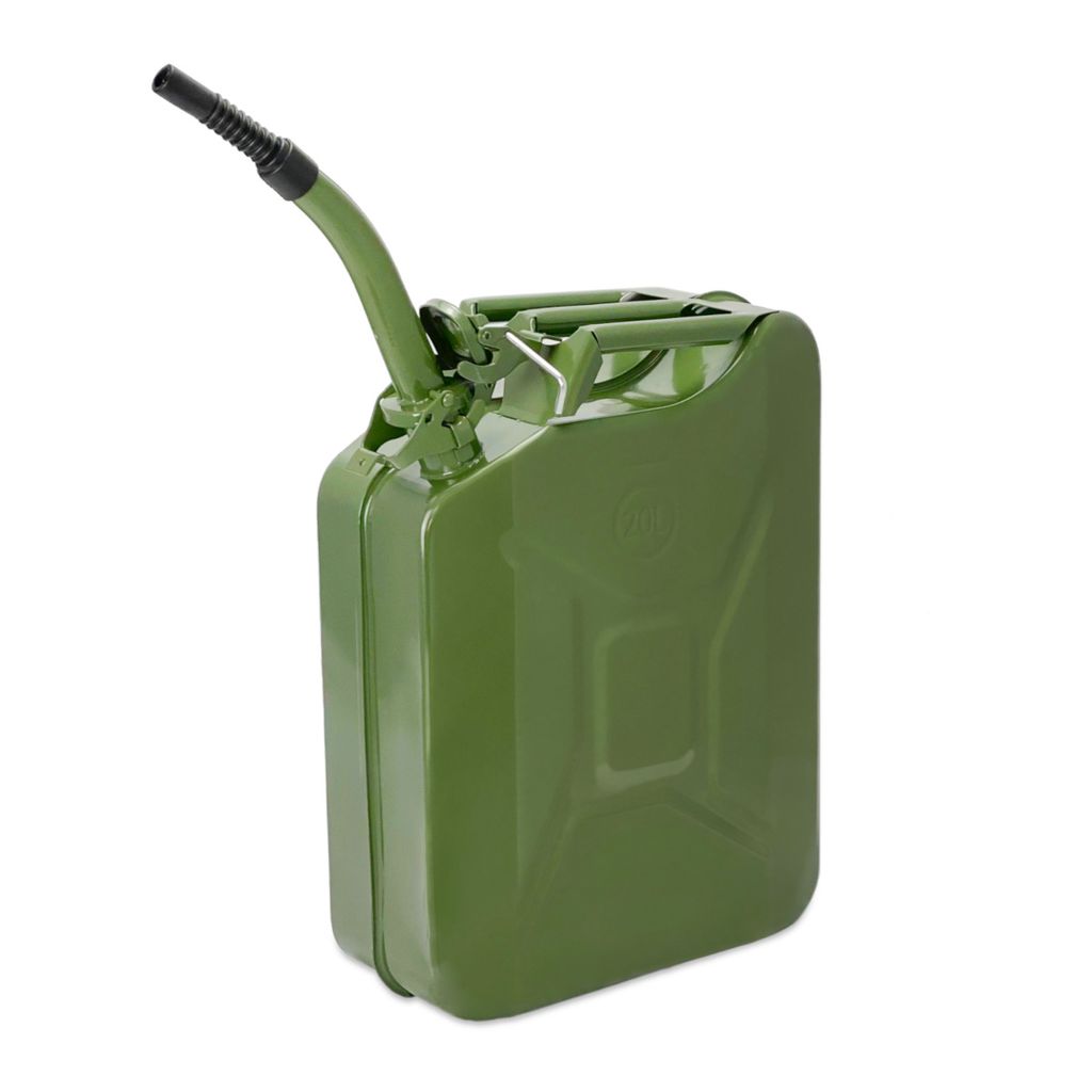 Oxid7® Metall Benzinkanister Kraftstoffkanister olivgrün 20 Liter - 5 Stück  + Ausgießer