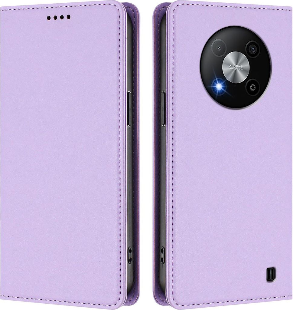 Handyhülle für ZTE Blade A73 5G, Kunstleder Klapphülle Stoßfeste Magnetische Hülle mit Ständer Violett