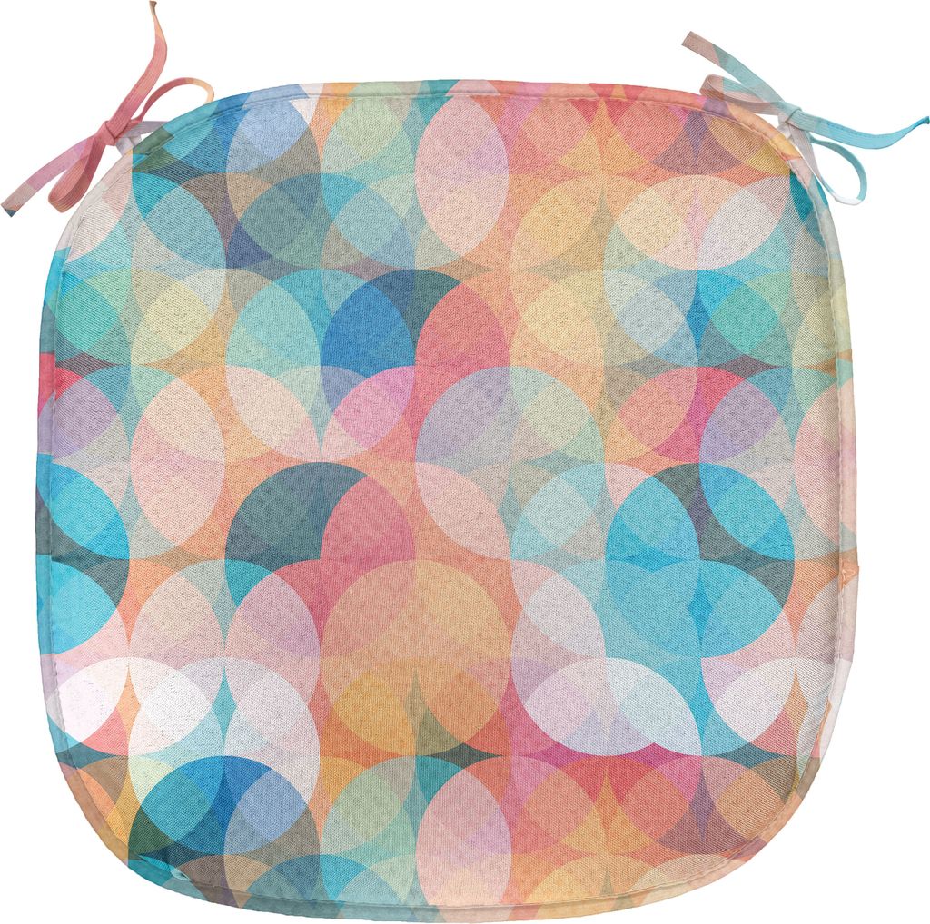 ABAKUHAUS Geometrisch Polster für Esszimmerstühle, Pastell Mosaik-Kreise, Dekoratives wasserfestes Kissen mit Riemen für Küchensitze, 40 cm x 4...