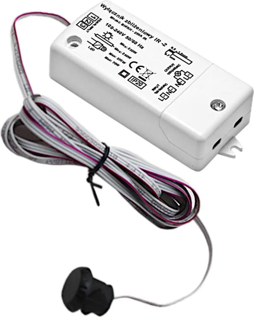 Interrupteur de proximité infrarouge 250W noir pour porte coulissante