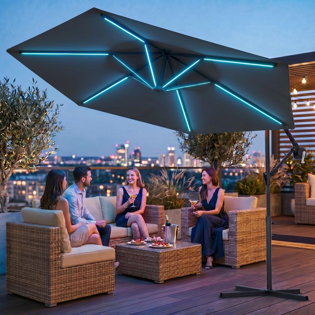 Luxus LED Sonnenschirm mit RGB Beleuchtung inkl. Produktbild 