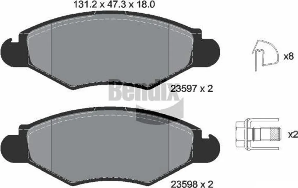 Plaquettes de frein BENDIX BPD1024 OE 1609252980 pour Xsara et 206