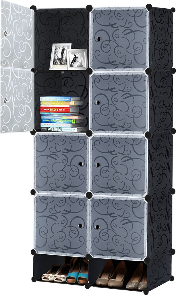 Sessamen-LP Kleiderschrank, DIY Regalsystem, Aufbewahrung Schrank, PP-Kunststoff mit Tür Garderobenschrank, Wasser und Staubdicht für Schlafzimme...