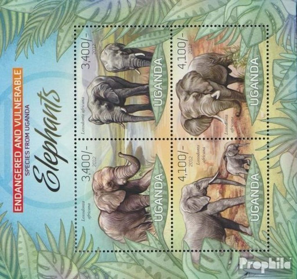 Briefmarken Uganda 2012 Mi 2965-2968 Kleinbogen (kompl.Ausg.) postfrisch Fauna