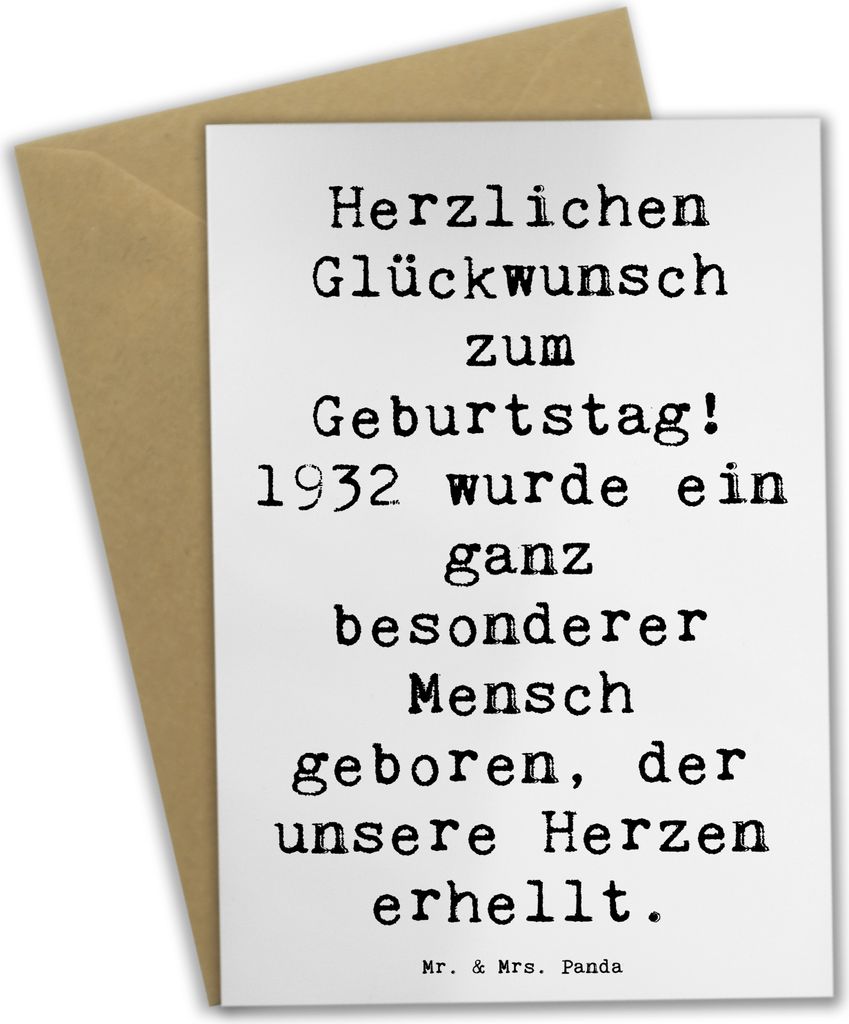 Mr. & Mrs. Panda Grußkarte Spruch 1932 Geburtstag - Weiß - Geschenk, Happy Birthday, Alter, unsere Herzen erhellt, einzigartige Geschenke, Geburt...