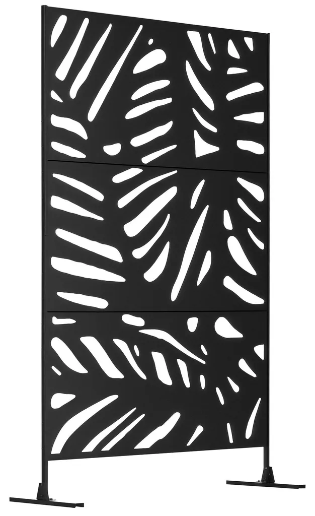 Panneau brise-vue décoratif extérieur noir en métal 122x45x198 cm